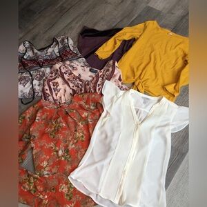 Lot of 6 Colorful vintage vibe blouses. H&M, Old Navy, Angie, Forever 21
